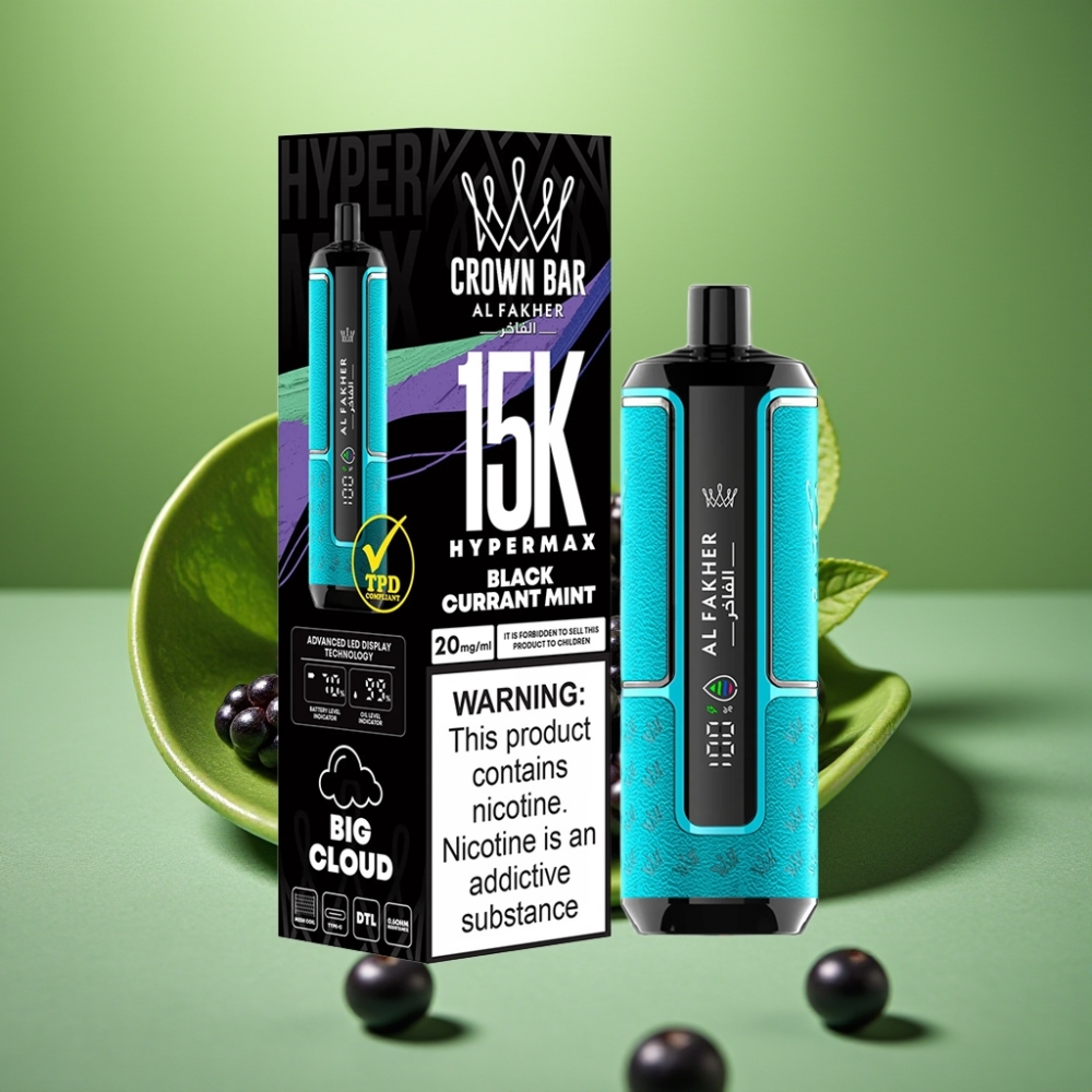 Al Fakher Crown Bar 15K 22ml Grosella Menta Hypermax Desechable Vape Kit