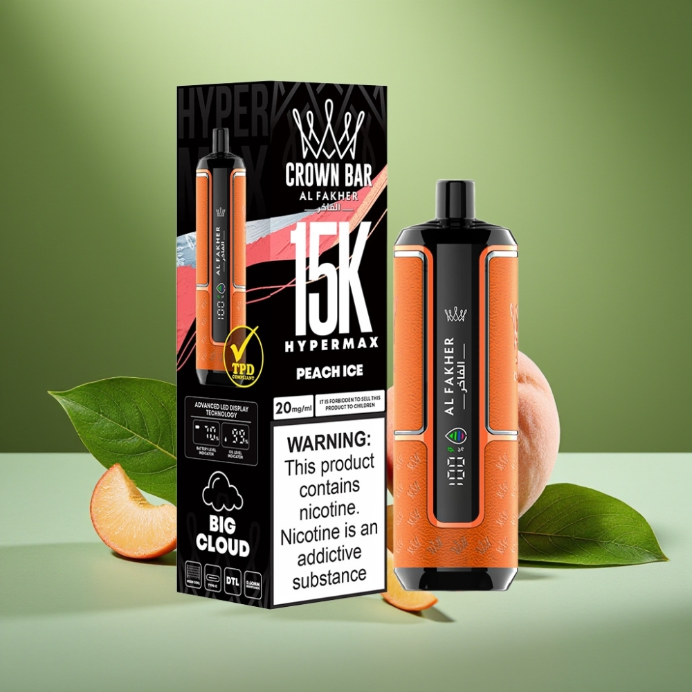 Al Fakher Crown Bar 15K Duradero Portátil Peach Ice vape distributor Mexico
