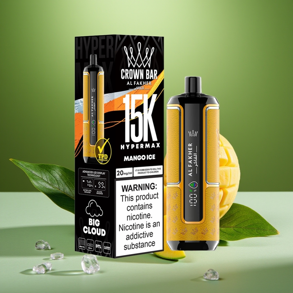 Al Fakher Crown Bar 15K Hypermax 22ml Mango Hielo vape distributor Mexico