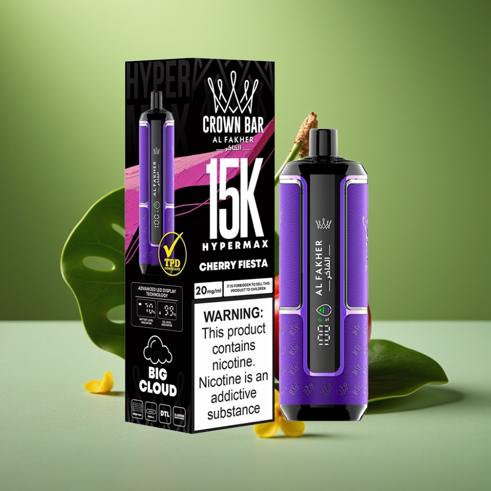 Al Fakher Crown Bar 15K Hypermax Desechable 22ml Cherry Fiesta