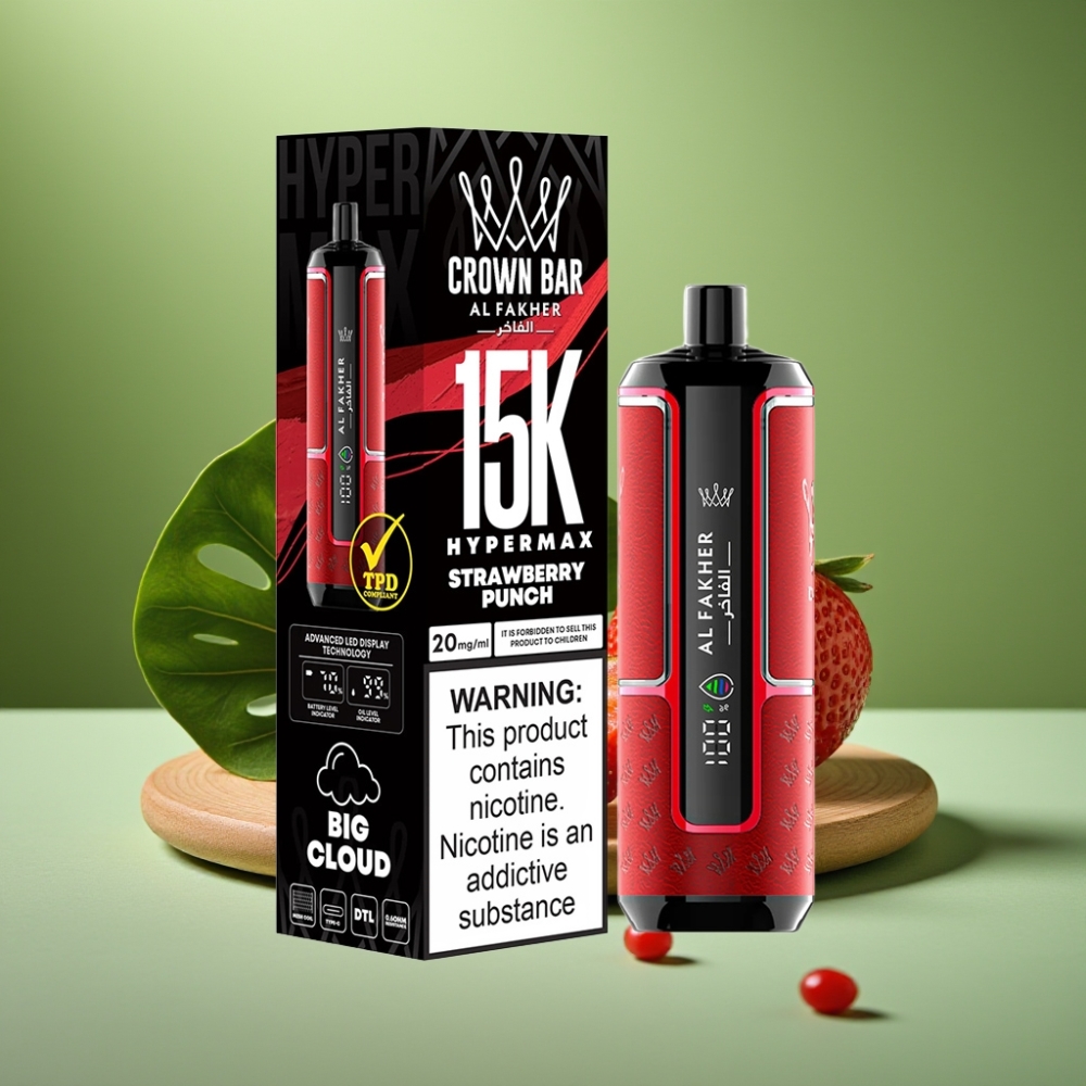 Al Fakher Crown Bar 15K Hypermax Desechable 22ml Fresa Golpe