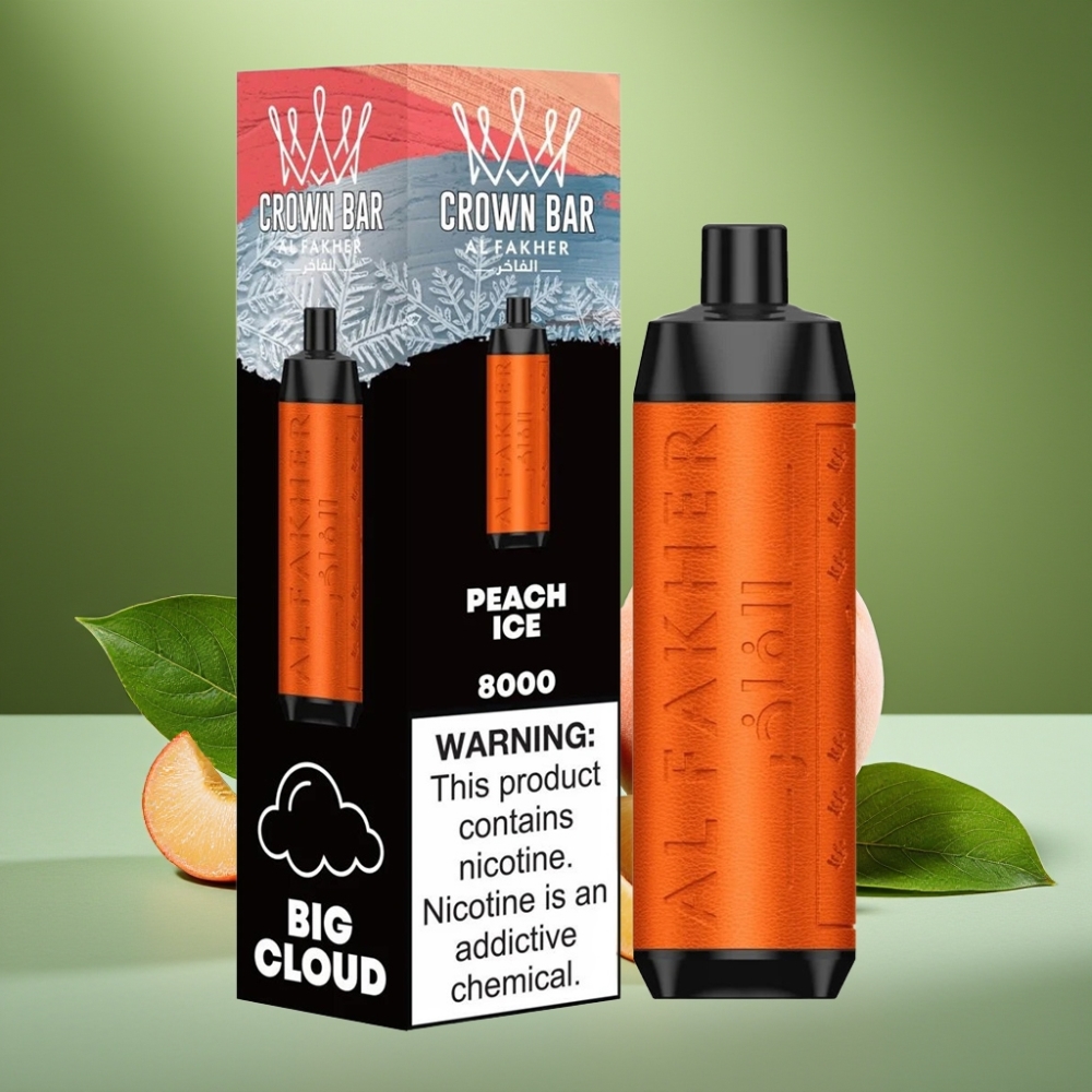 Al Fakher Crown Bar 8000 Crystal 5mg Melocotón Hielo USB-C