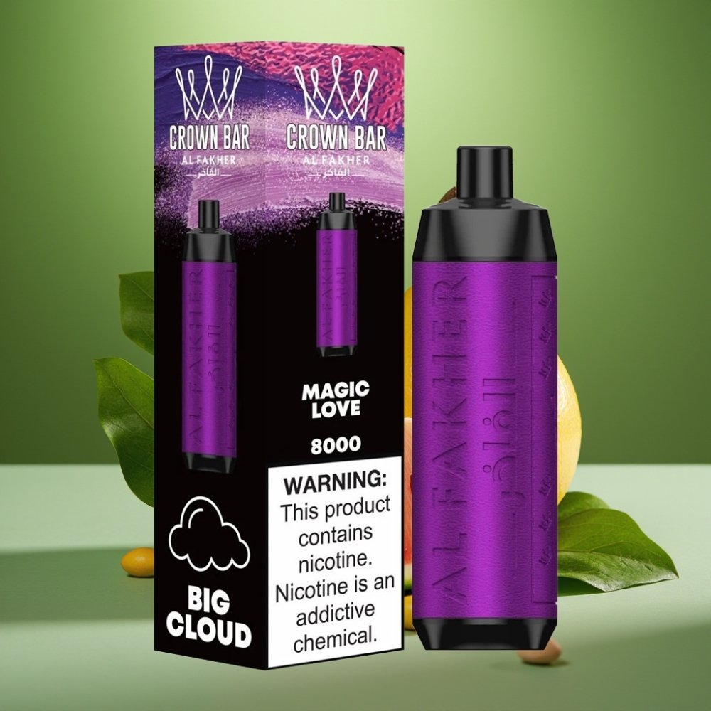 Al Fakher Crown Bar 8000 Crystal Amor Mágico USB-C vape distributor Mexico