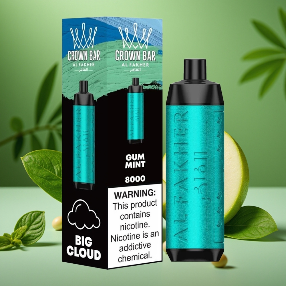 Al Fakher Crown Bar 8000 Crystal Chicle Menta 5mg 18ml vape distributor Mexico