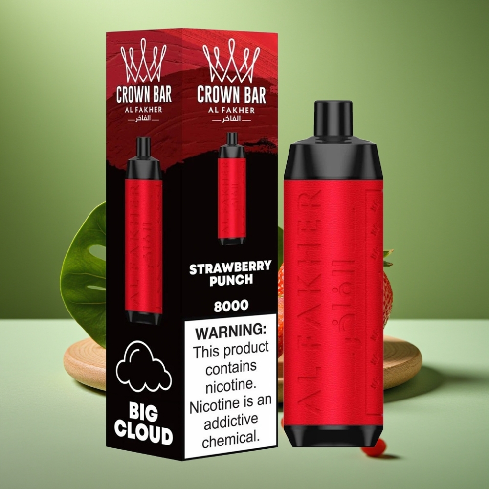 Al Fakher Crown Bar 8000 Crystal Crystal 18ml Golpe de Fresa