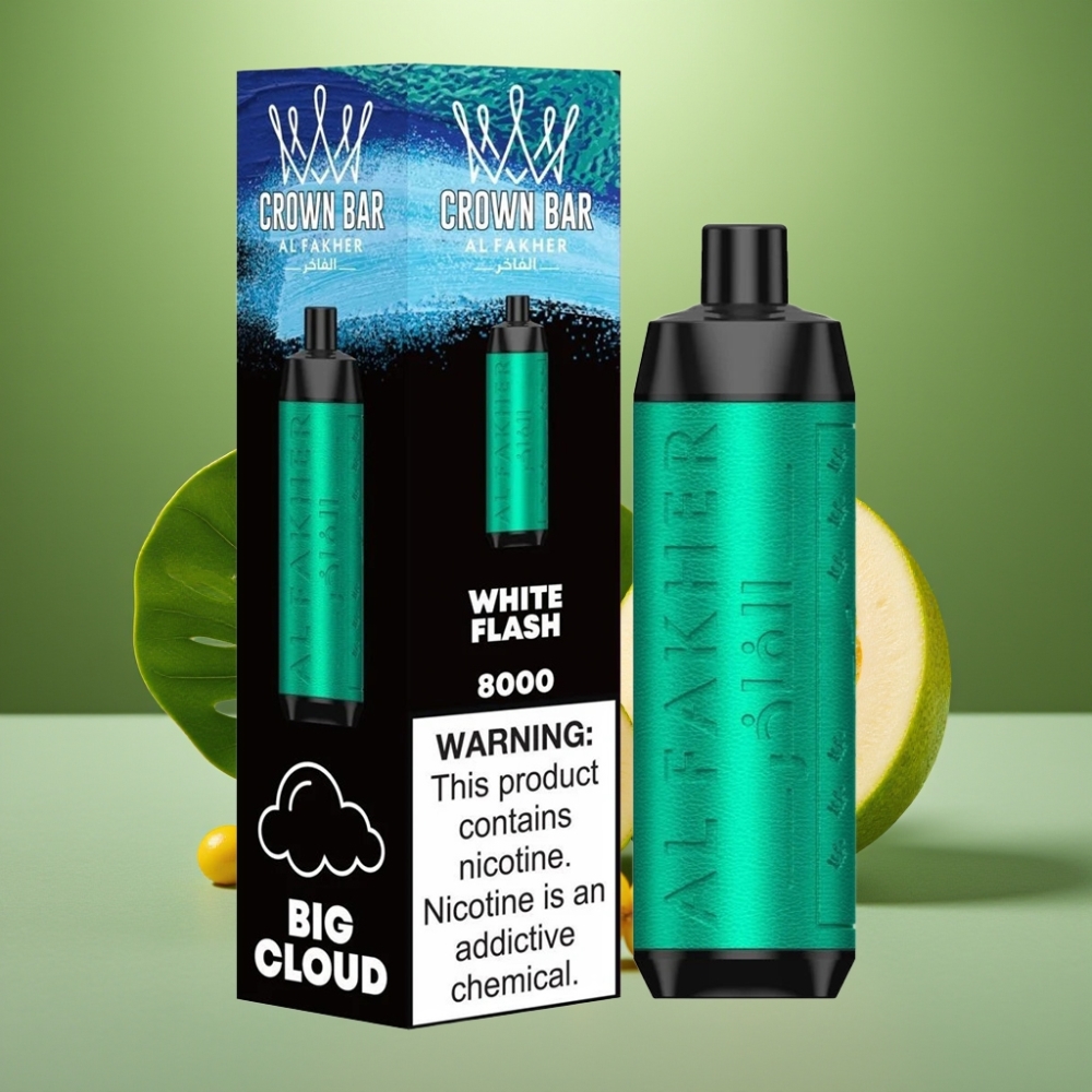 Al Fakher Crown Bar 8000 Crystal Destello Blanco 5mg 18ml