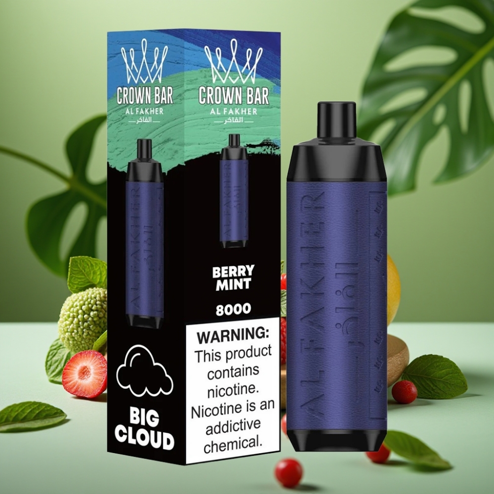 Al Fakher Crown Bar 8000 Crystal Menta de Baya USB-C vape distributor Mexico