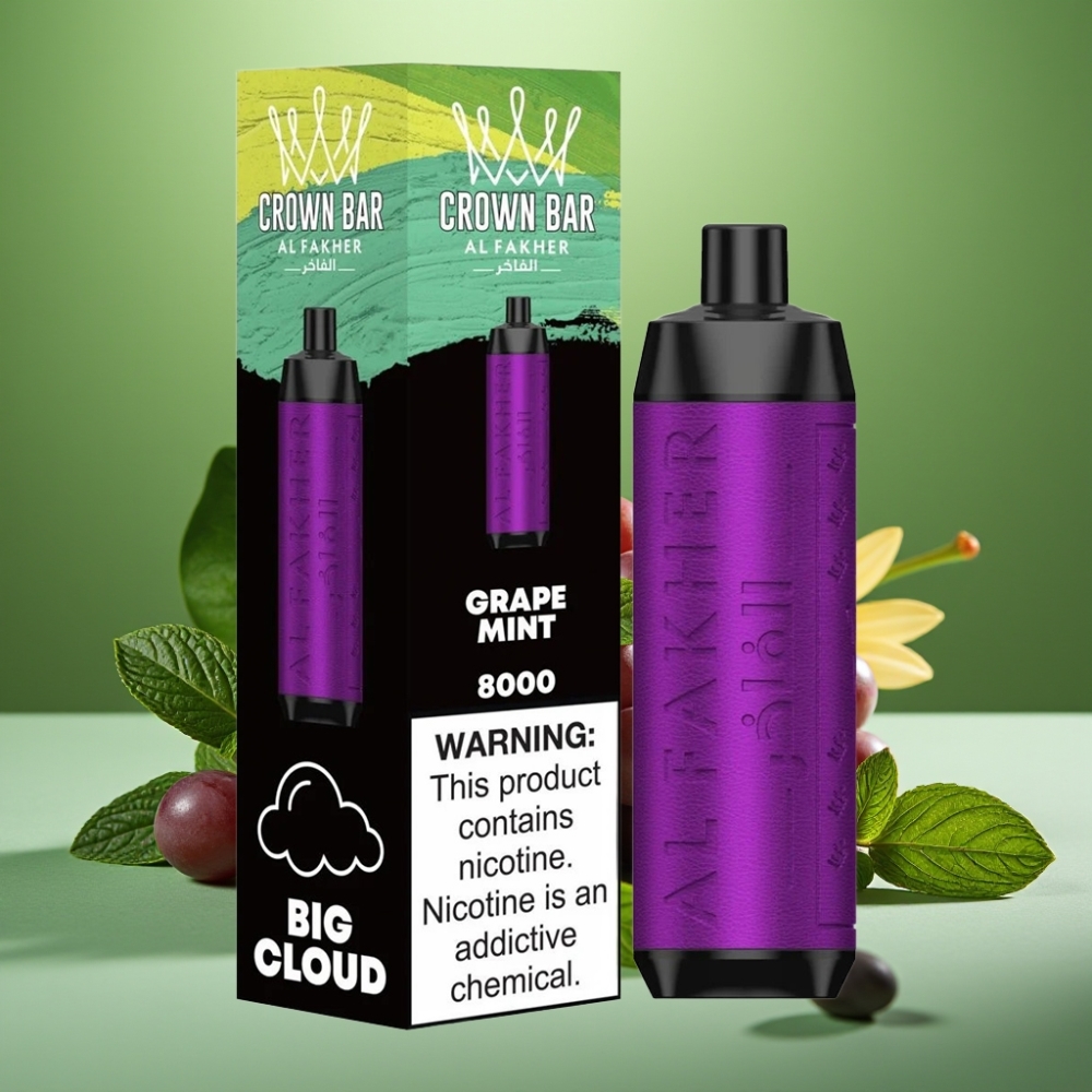 Al Fakher Crown Bar 8000 Crystal Uva Menta 5mg 18ml vape distributor Mexico