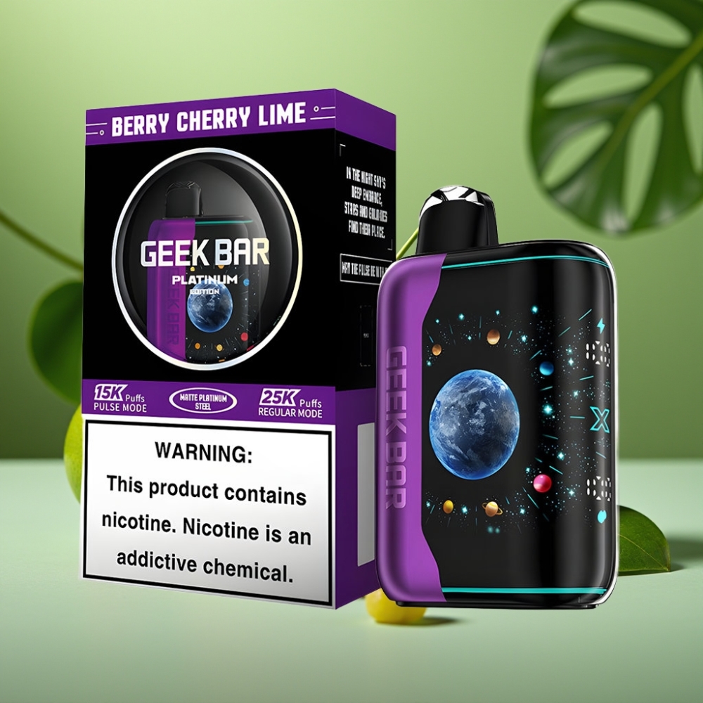 Geek Bar Platinum Edition 25000 Puffs Dual Malla Sabor Cereza Lima Arándano