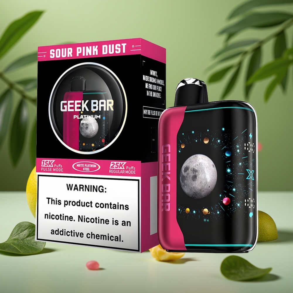 Geek Bar Platinum Edition 25000 Puffs Polvo Rosa Ácido Pantalla 3D Dinámica