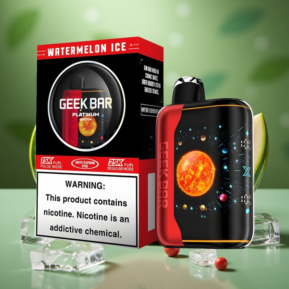 Geek Bar Platinum Edition 25000 Puffs Sandía Helada Pantalla 3D