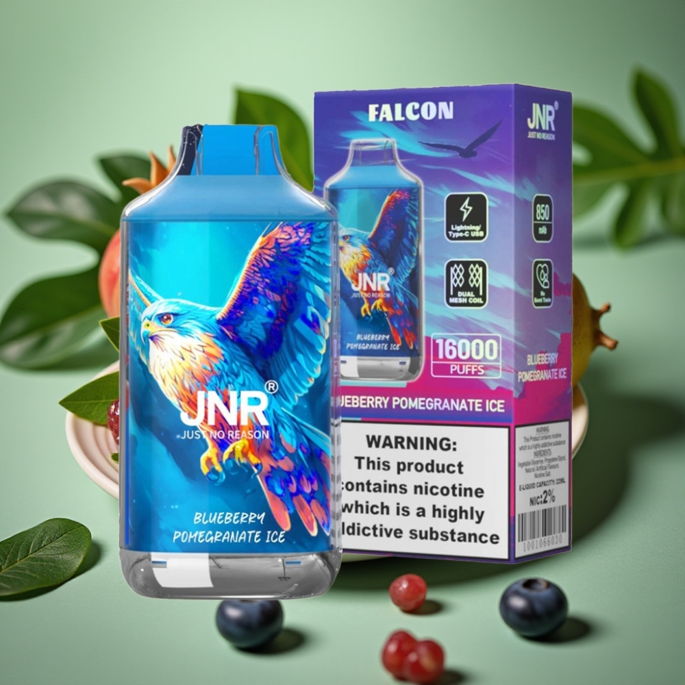 JNR Falcon 16000 Puffs 22ml Arándano Granada Helada vape distributor Mexico
