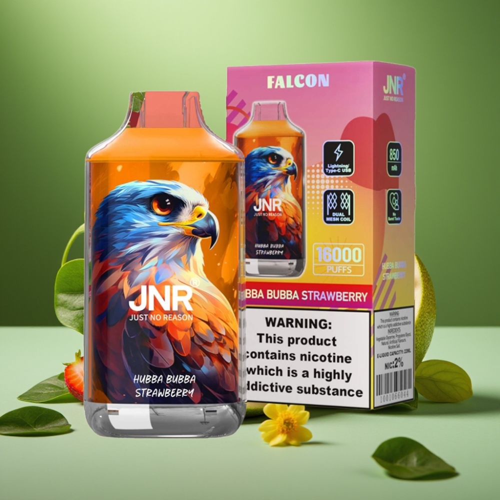 JNR Falcon 16000 Puffs 22ml Fresa Hubba Bubba vape distributor Mexico