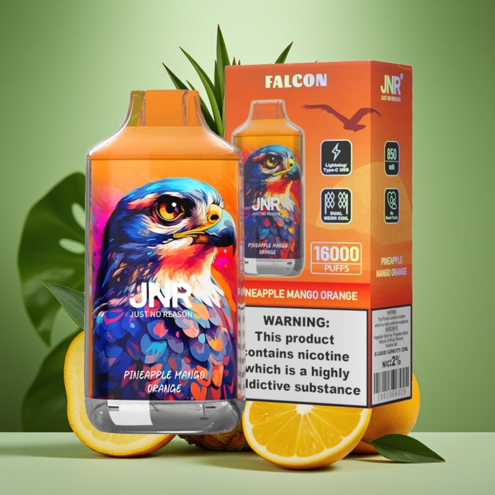 JNR Falcon 16000 Puffs 22ml Piña Mango Naranja vape distributor Mexico