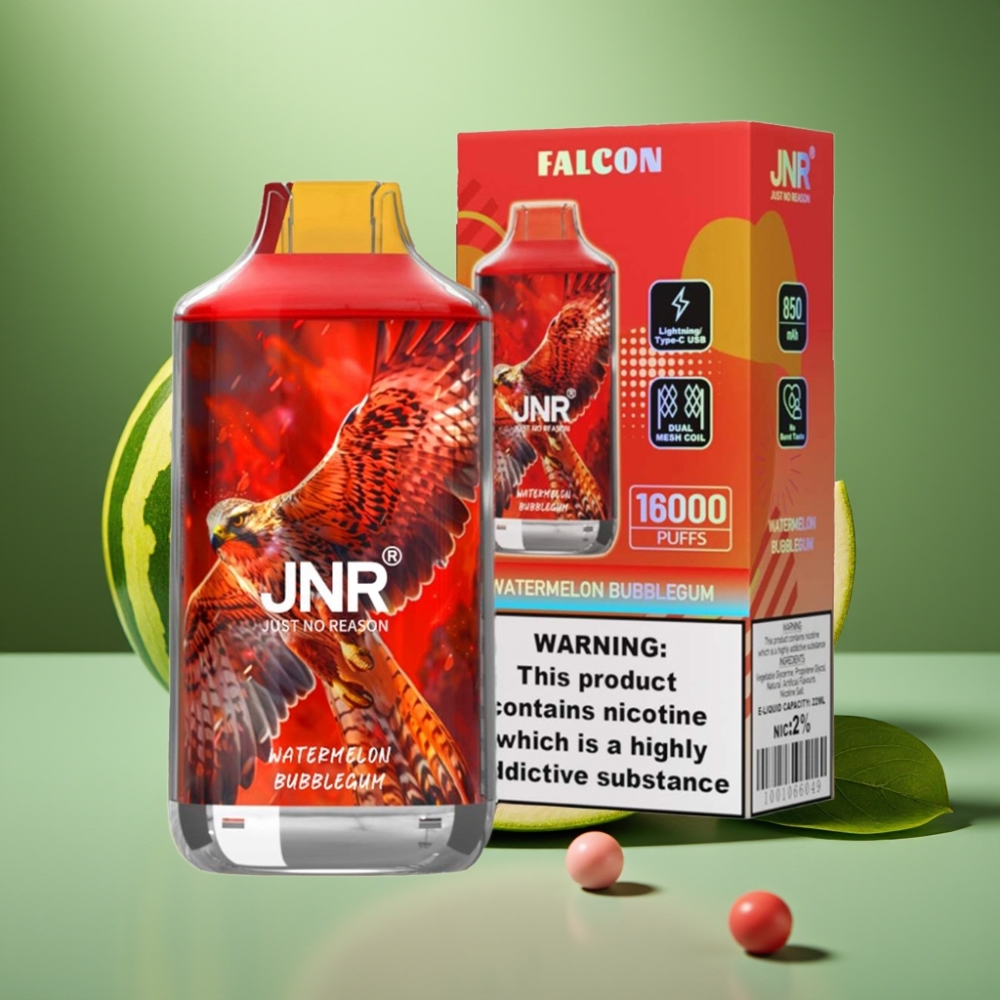 JNR Falcon 16000 Puffs Dual Mesh Chicle de Sandía vape distributor Mexico