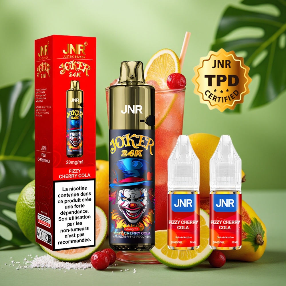 JNR Joker 24000 Puffs Recargable Cereza Cola Fizzy vape distributor Mexico
