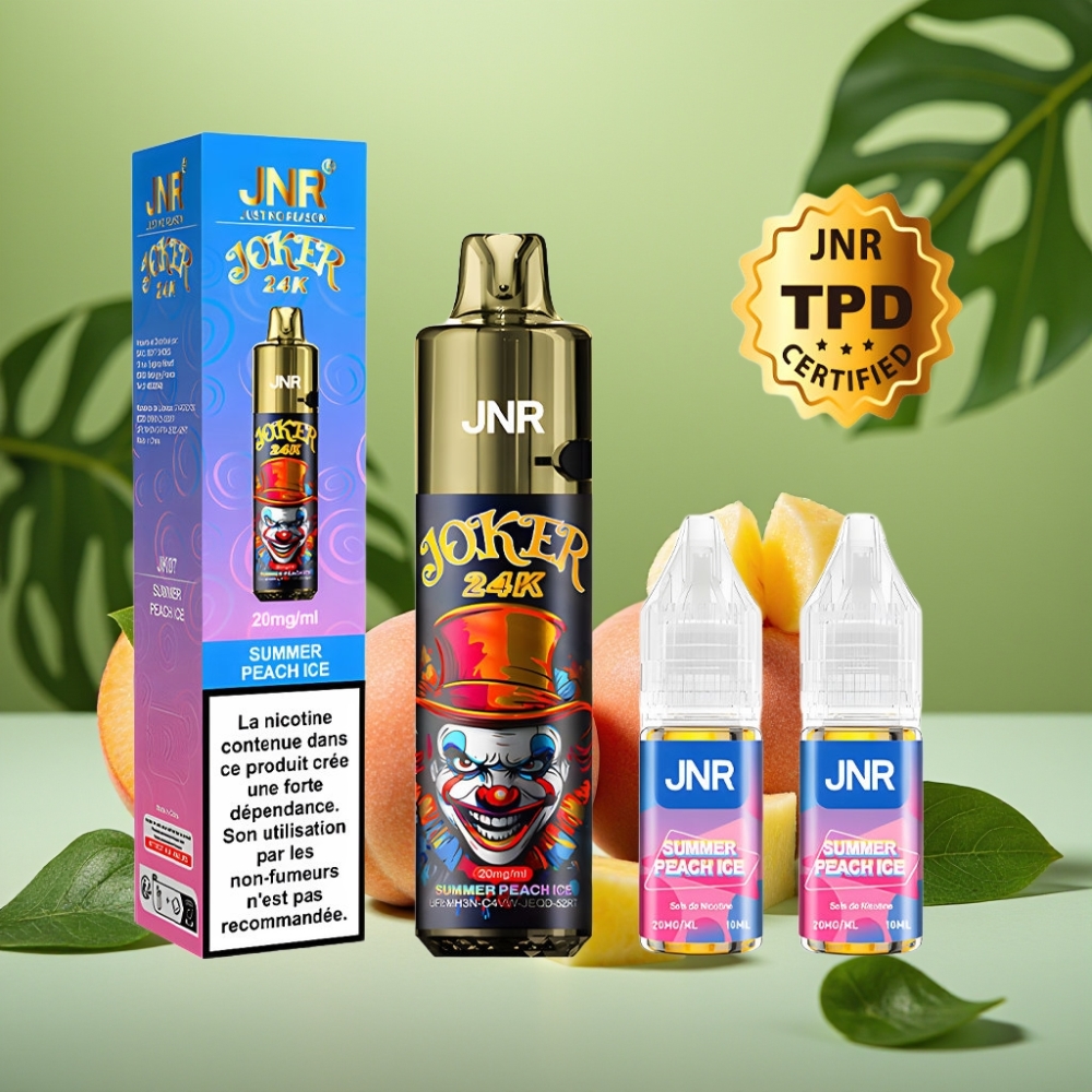 JNR Joker 24K Puffs 10ml Recargable Durazno Helado vape distributor Mexico