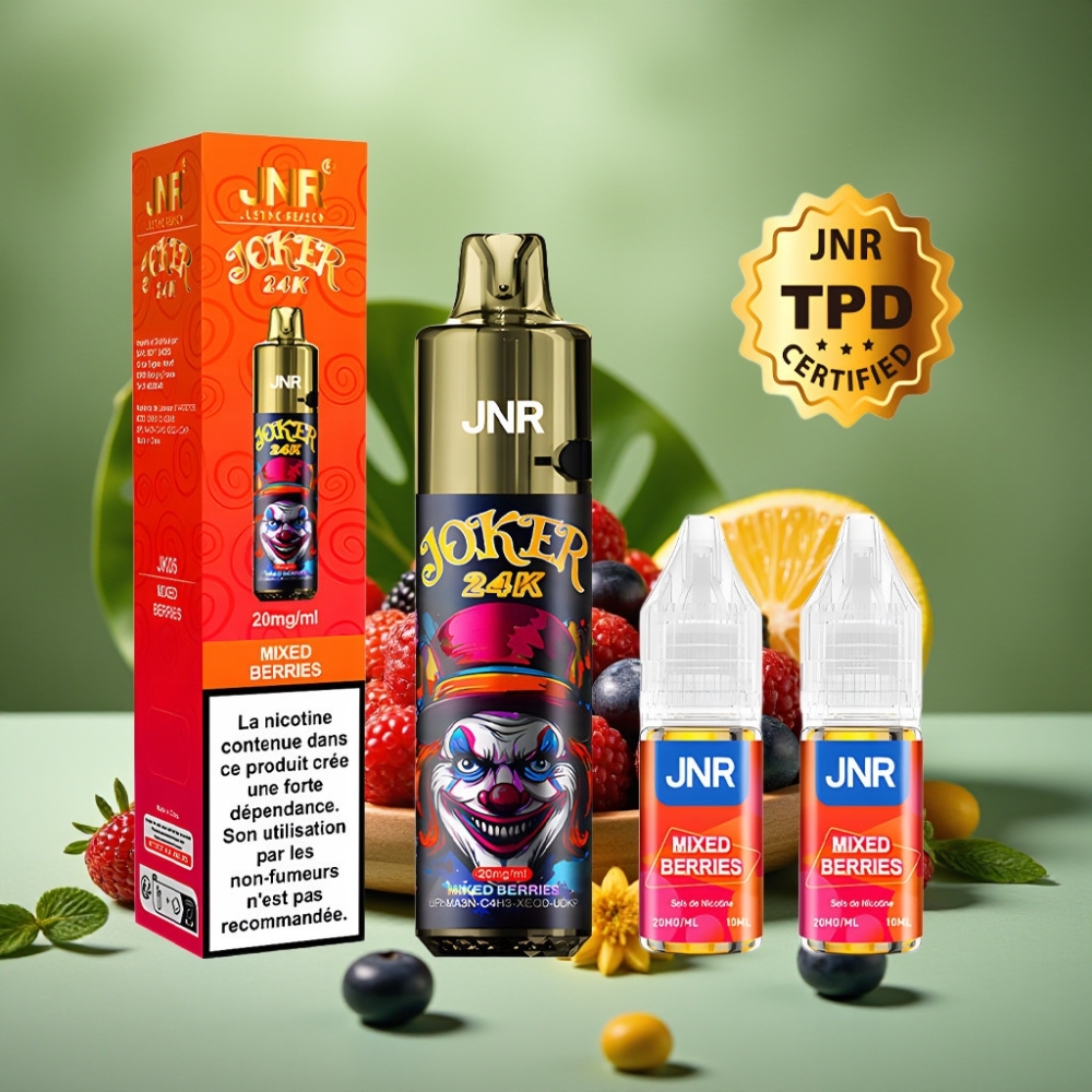JNR Joker 24K Puffs Recargable + 800mAh Mezcla de Bayas vape distributor Mexico