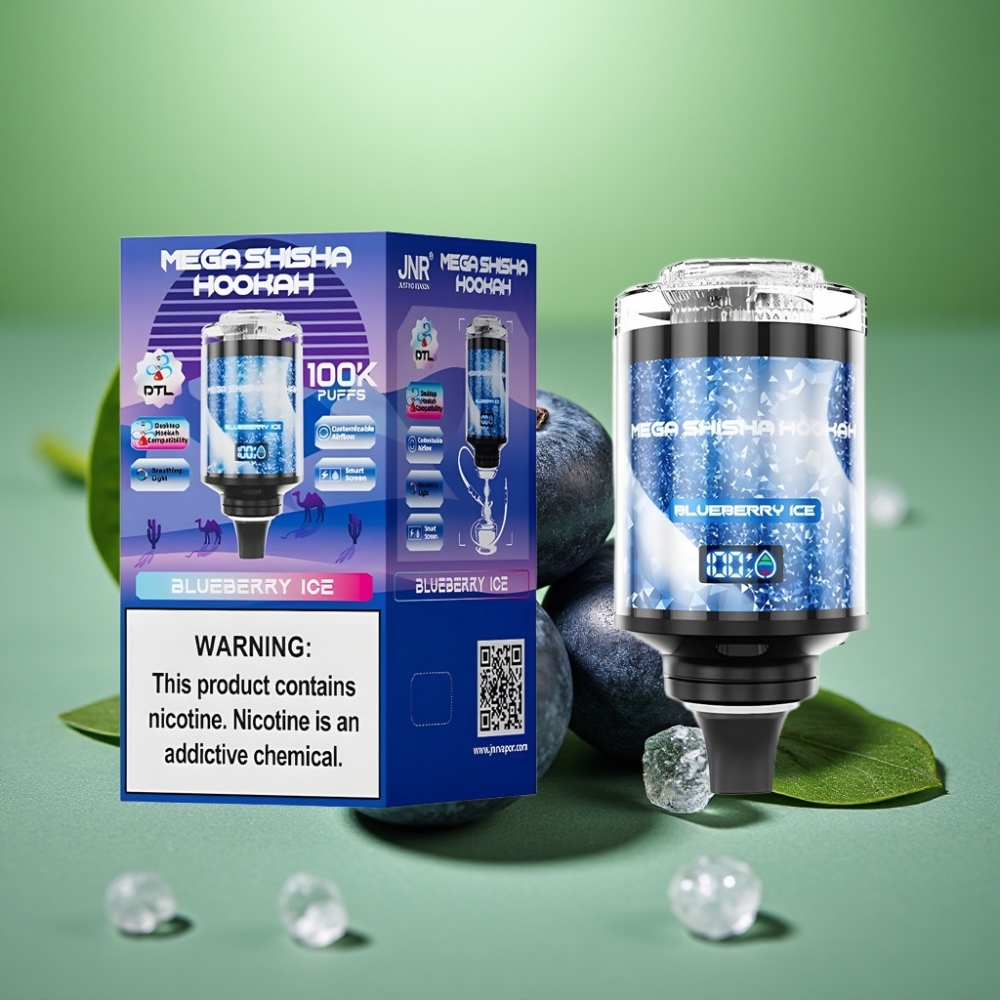 JNR Mega Shisha Hookah 100K Arándano Helado Pantalla Inteligente