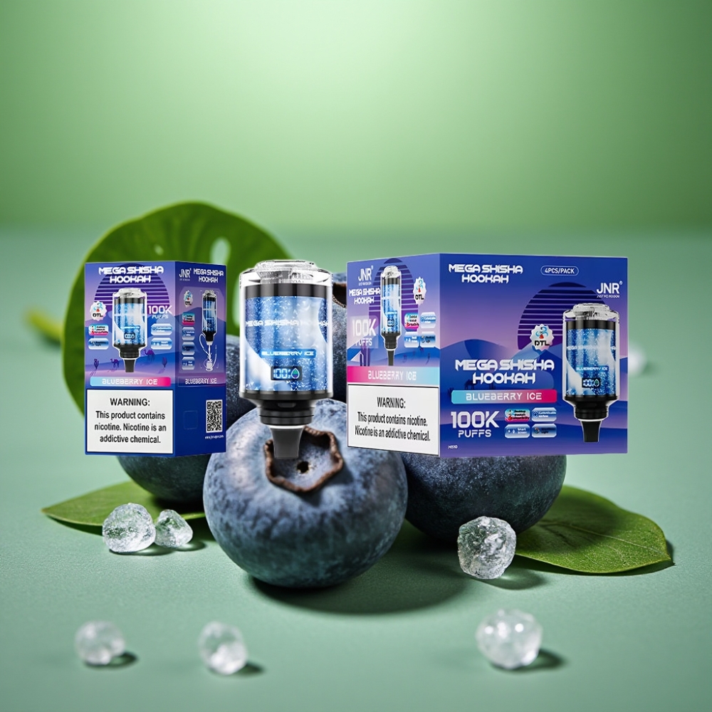 JNR Mega Shisha Hookah 100K Arándano Helado Pantalla Inteligente
