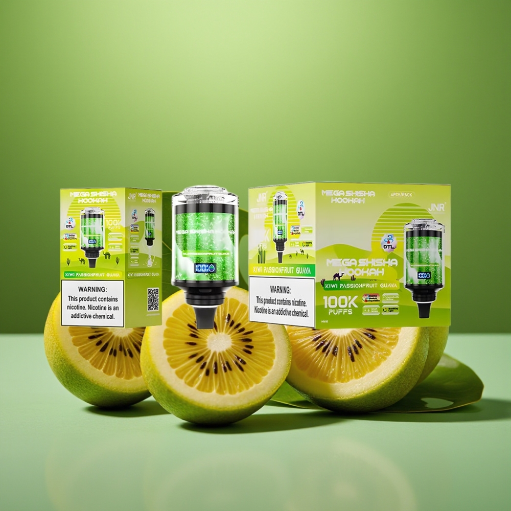 JNR Mega Shisha Hookah 100K Kiwi Maracuyá Guayaba Pantalla Inteligente