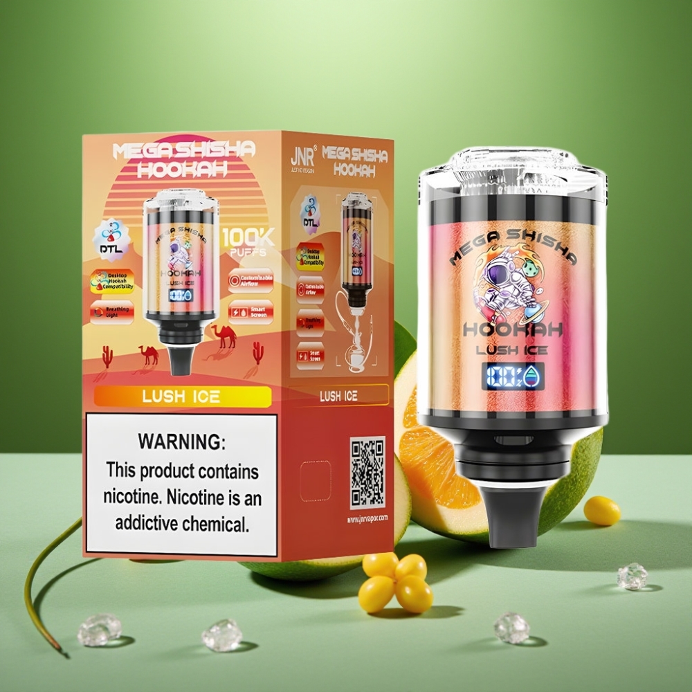 JNR Mega Shisha Hookah 100K Puffs Hielo Exuberante y Pantalla Inteligente