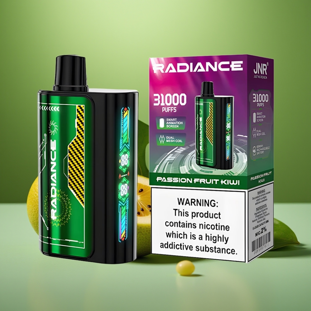 JNR Radiance 31000 Puffs Maracuyá Kiwi Pantalla Inteligente