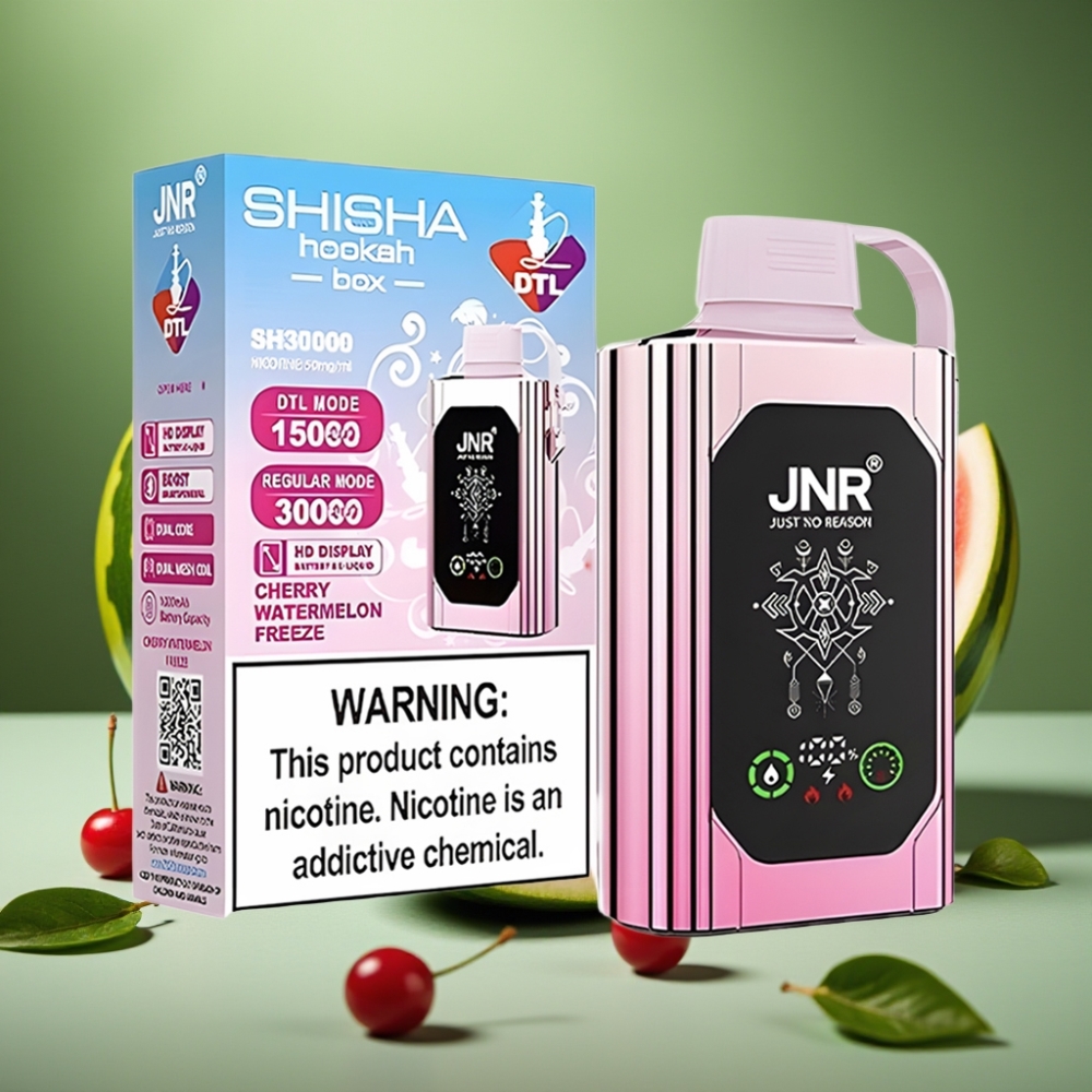 JNR Shisha Hookah Box 20500 Puffs HD Display Cereza Sandía Helada