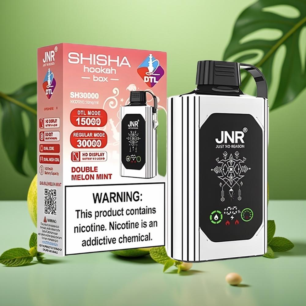 JNR Shisha Hookah Box 20500 Puffs HD Display Doble Melón Menta