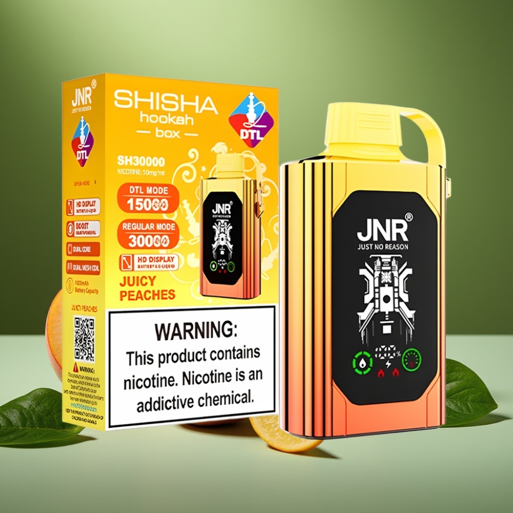 JNR Shisha Hookah Box 20500 Puffs HD Display Duraznos Jugosos