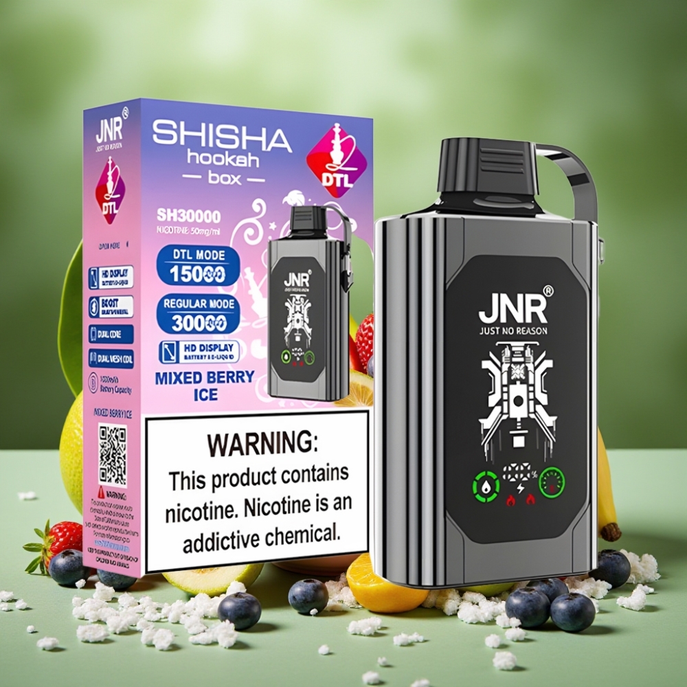 JNR Shisha Hookah Box 20500 Puffs HD Display Frutos del Bosque Helado