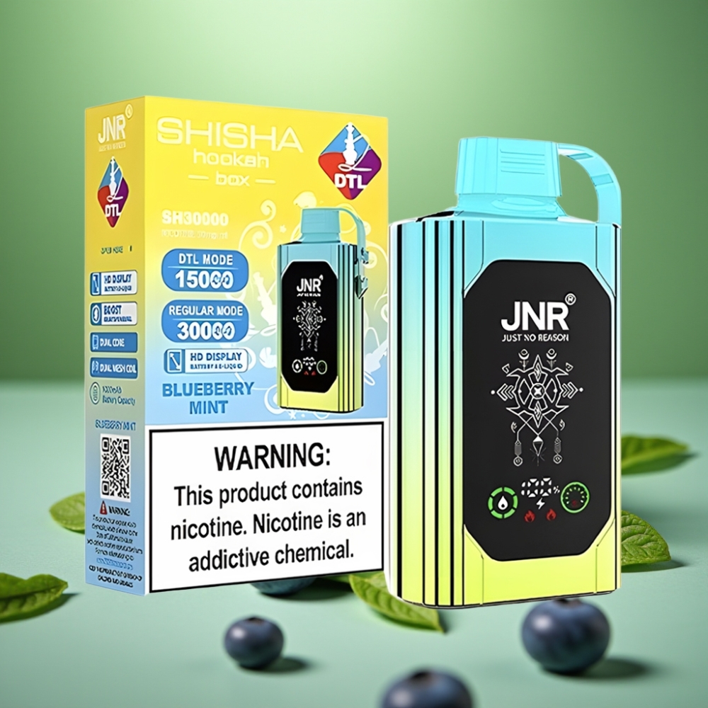 JNR Shisha Hookah Box 20500 Puffs HD Display Menta Arándano