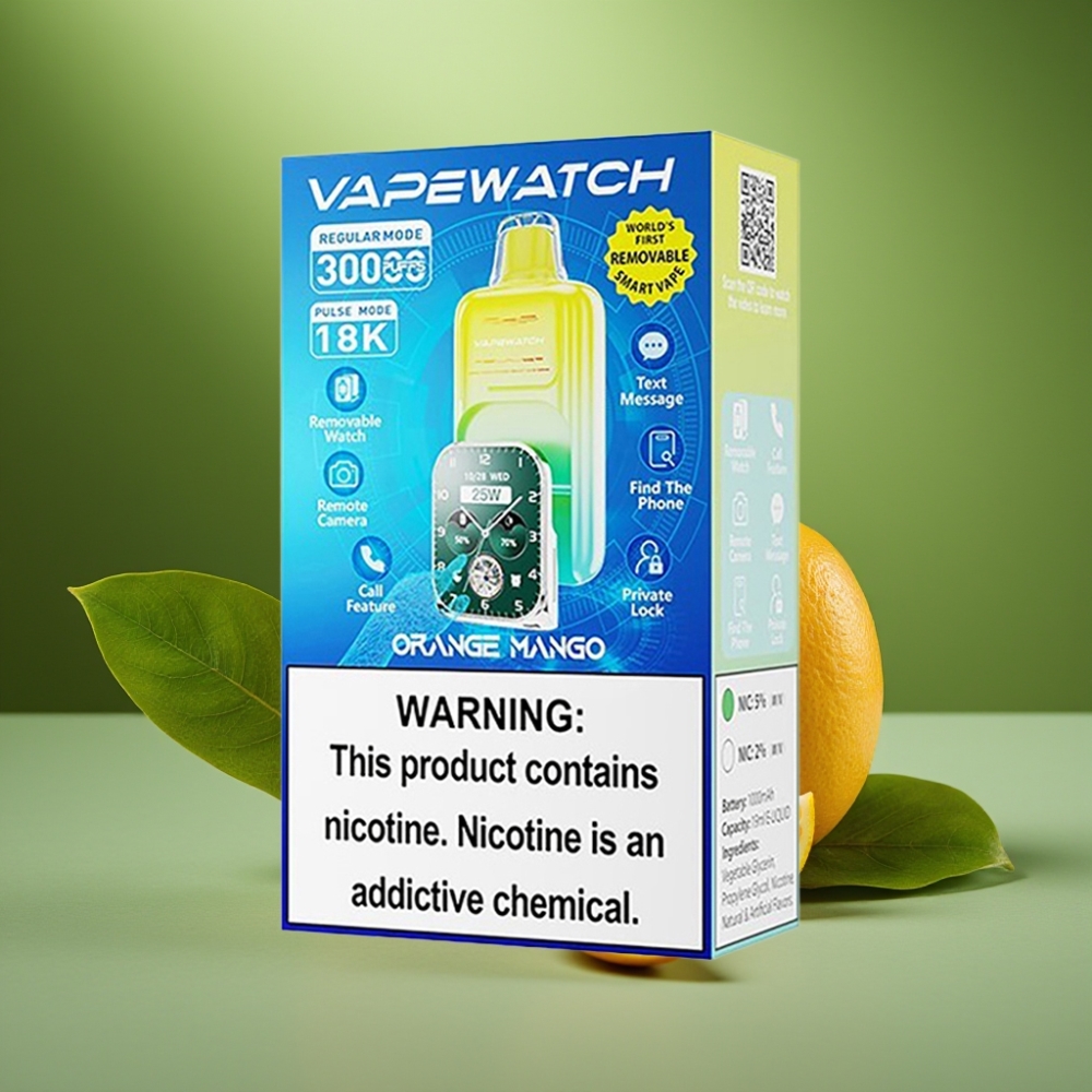 JNR VapeWatch 30000 Puffs Dual Mesh Coil Naranja Mango vape distributor Mexico