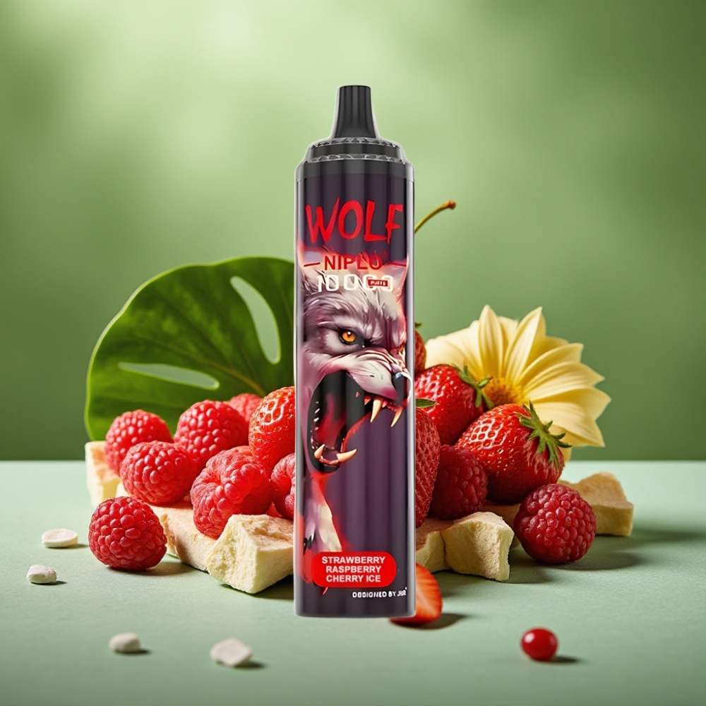 JNR Wolf Niplo 10000 Puffs Fresa Frambuesa Cereza Hielo 1.0 Ohm