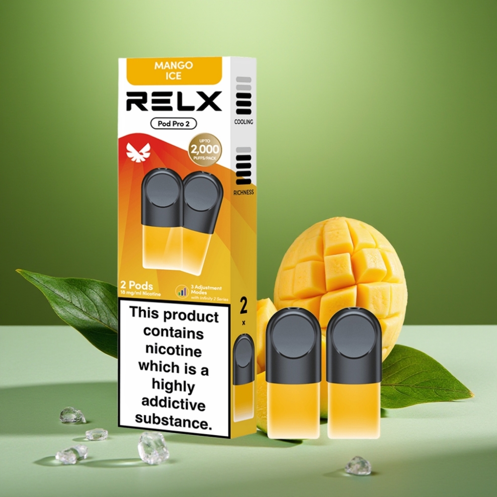 RELX Pod Pro 2 600 Pufadas 1.8% Mango Hielo vape distributor Mexico