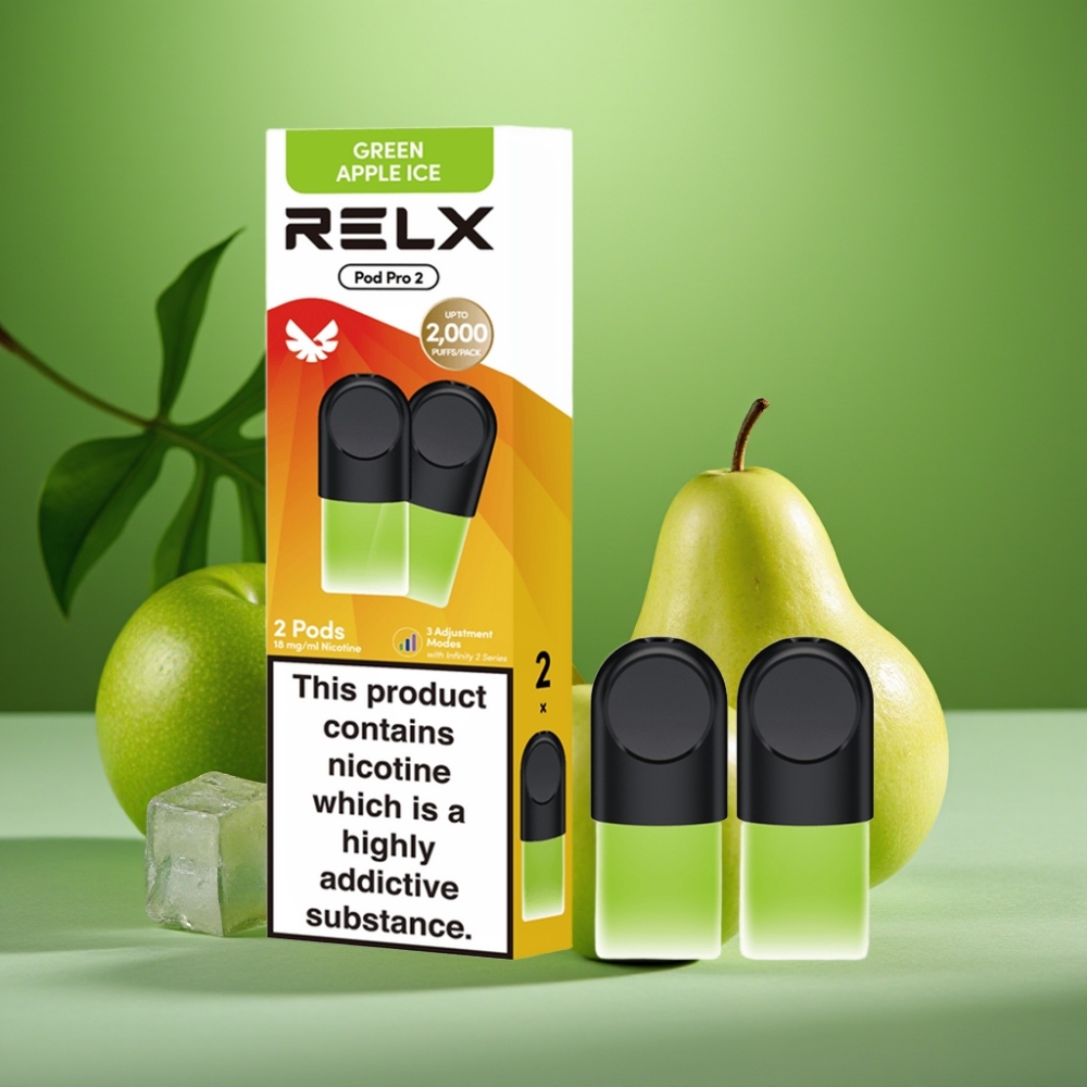 RELX Pod Pro 2 600 Puff Manzana Verde Helada 1.8% vape distributor Mexico