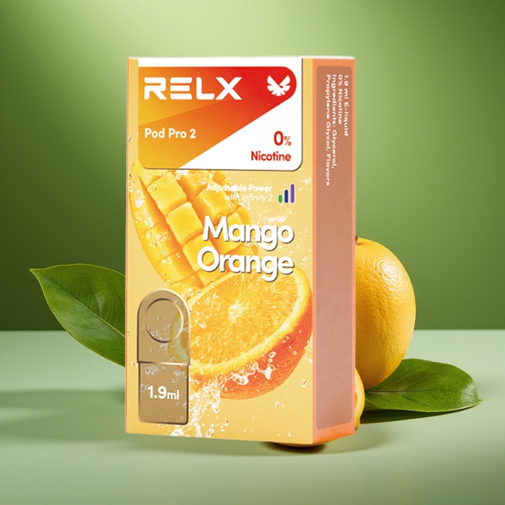 RELX Pod Pro 2 600 Puffs 0% Nicotina Mango Naranja vape distributor Mexico