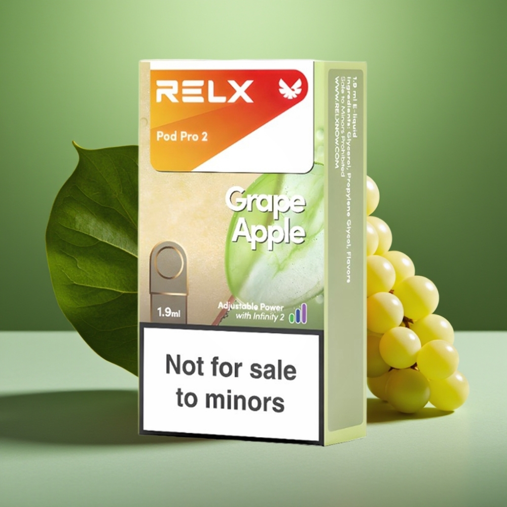 RELX Pod Pro 2 600 Puffs 0% Nicotina Uva Manzana vape distributor Mexico
