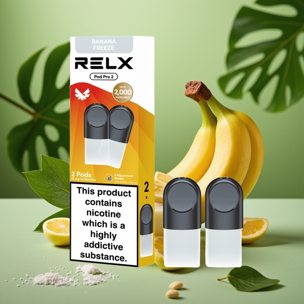 RELX Pod Pro 2 600 Puffs Helado de Banana 1.8% vape distributor Mexico