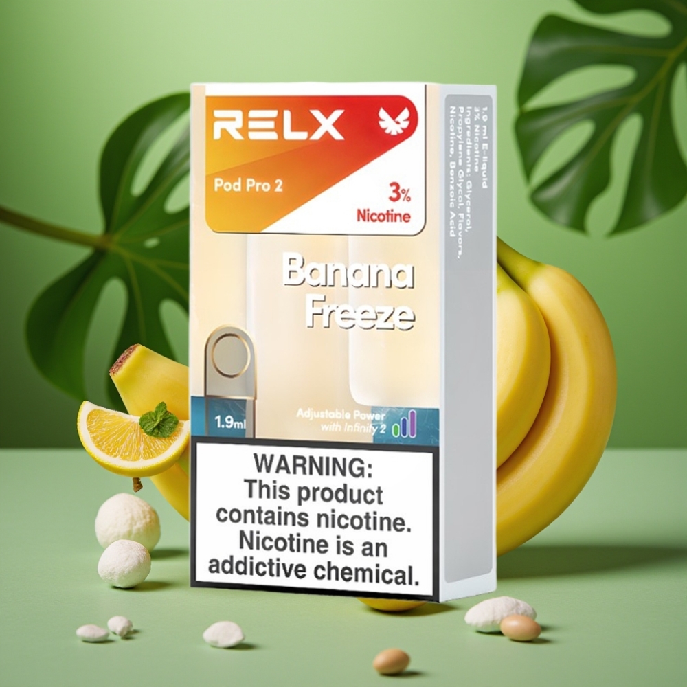 RELX Pod Pro 2 600 Puffs Helado de Plátano 3% vape distributor Mexico