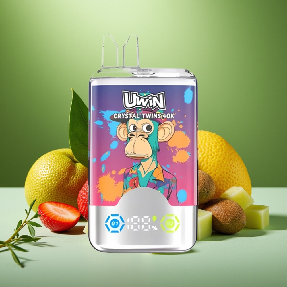 UWIN Crystal Twins 40000 Puffs Doble Sabor Fresa Kiwi Uva Helada