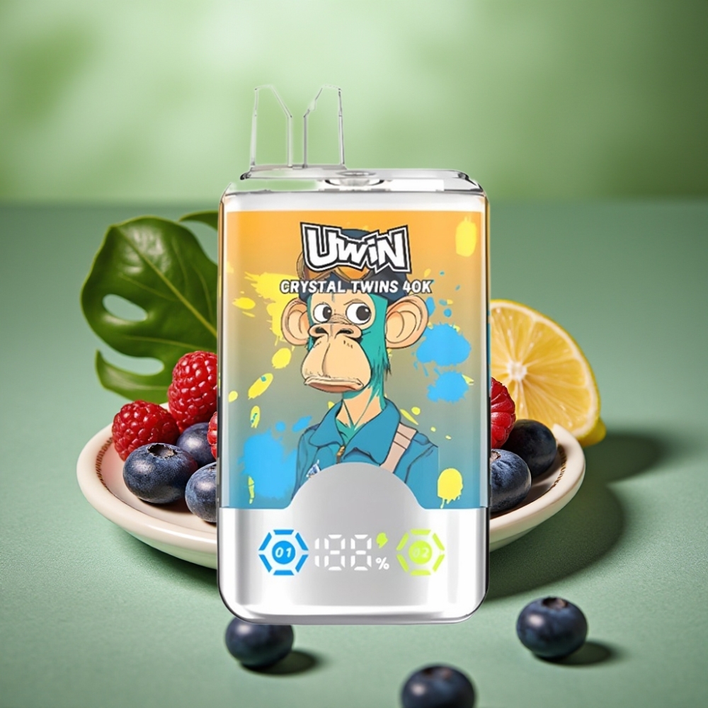 UWIN Crystal Twins 40000 Puffs Dos Sabores Arándano Frambuesa Cereza Hielo