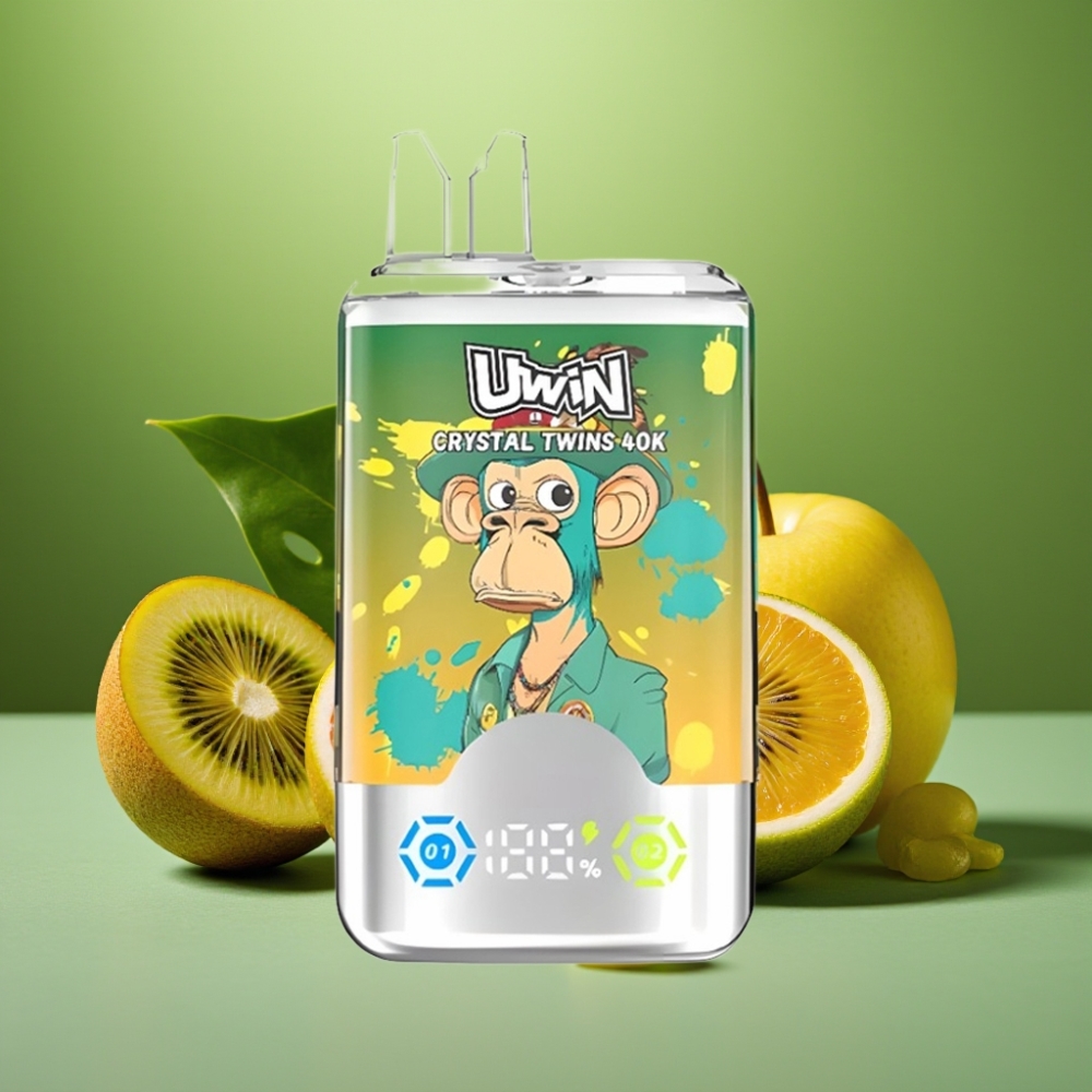 UWIN Crystal Twins 40000 Puffs Kiwi Maracuyá Guayaba Dos Manzanas y Doble Sabor