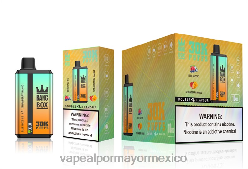 Vaporizador Desechable Al Por Mayor - Bang Box 30000 inhalaciones de dos sabores. hielo blue razz y mango fresa 8H0B073