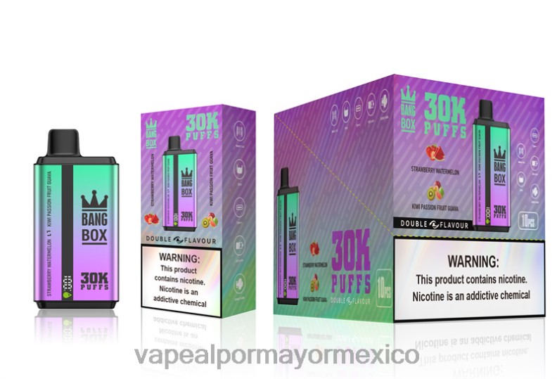 Vaporizador Desechable Precio - Bang Box 30000 inhalaciones de dos sabores. fresa sandía y kiwi maracuyá guayaba 8H0B070