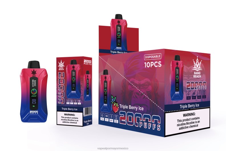 Jugo De Vapeo - Bang Beach vape elegante de la pantalla de 20000 soplos hielo de triple baya 8H0B08