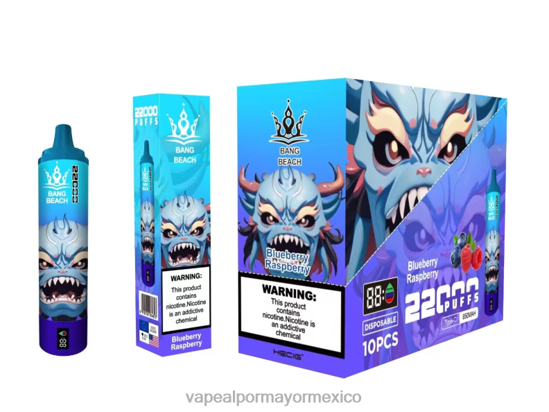 Vaporizador Al Por Mayor - Bang Beach Pantalla inteligente de 22000 inhalaciones frambuesa arándano 8H0B014