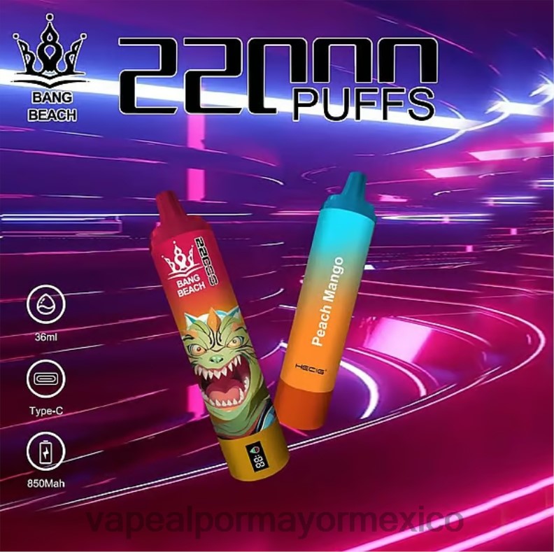 Vaporizador Al Por Mayor - Bang Beach Pantalla inteligente de 22000 inhalaciones mango durazno 8H0B024
