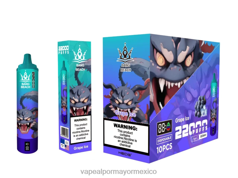 Vaporizador Desechable Por Mayor - Bang Beach Pantalla inteligente de 22000 inhalaciones hielo de uva 8H0B019