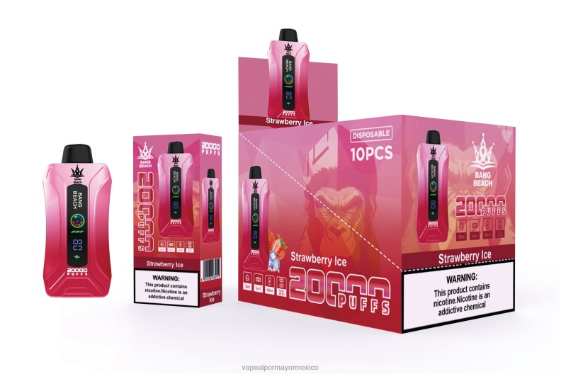Venta De Vaporizadores Al Por Mayor - Bang Beach vape elegante de la pantalla de 20000 soplos hielo de fresa 8H0B06